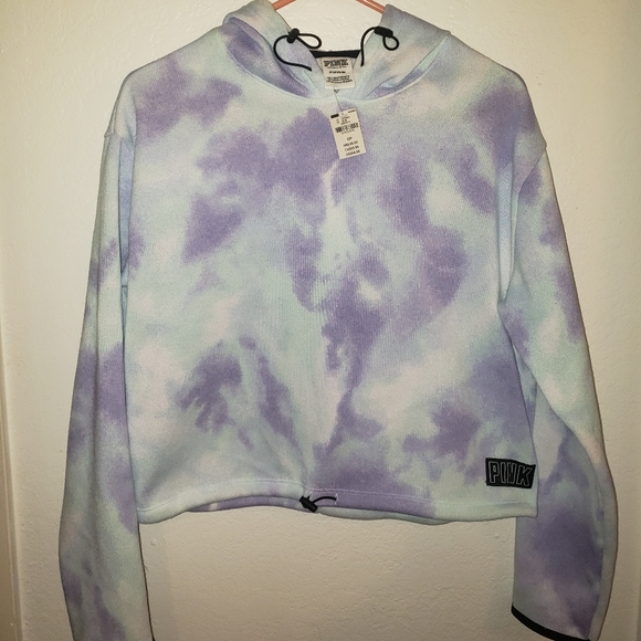 PINK Victoria's Secret Tops - Pink Victoria's secret tight dye crop hoodie